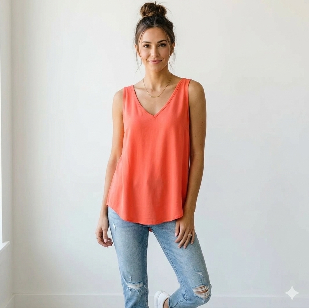 Fancyinn Coral V-Neck Tank Top